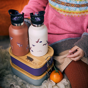 Бутылка-термос для напитков Fresk "Лесной кролик", белый песок, 350 мл